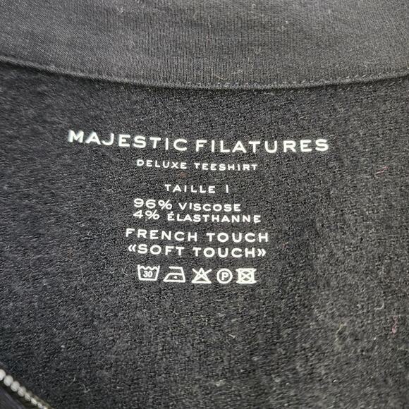 Majestic Filatures Womens Deluxe Teeshirt Dress Size XS Black Qtr Zip Soft Touch - Picture 7 of 10